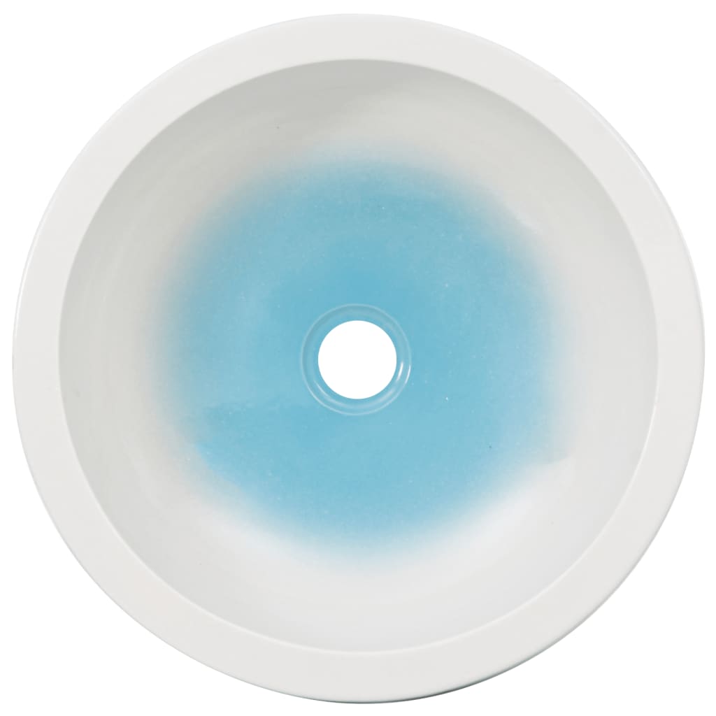  Aufsatzwaschbecken Weiß und Blau Rund Ø41x14 cm Keramik