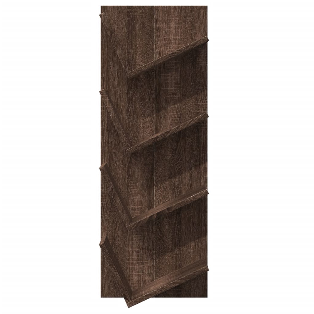 Wand-Bücherregal mit 4 Fächern Braun Eichen-Optik 33x16x90 cm