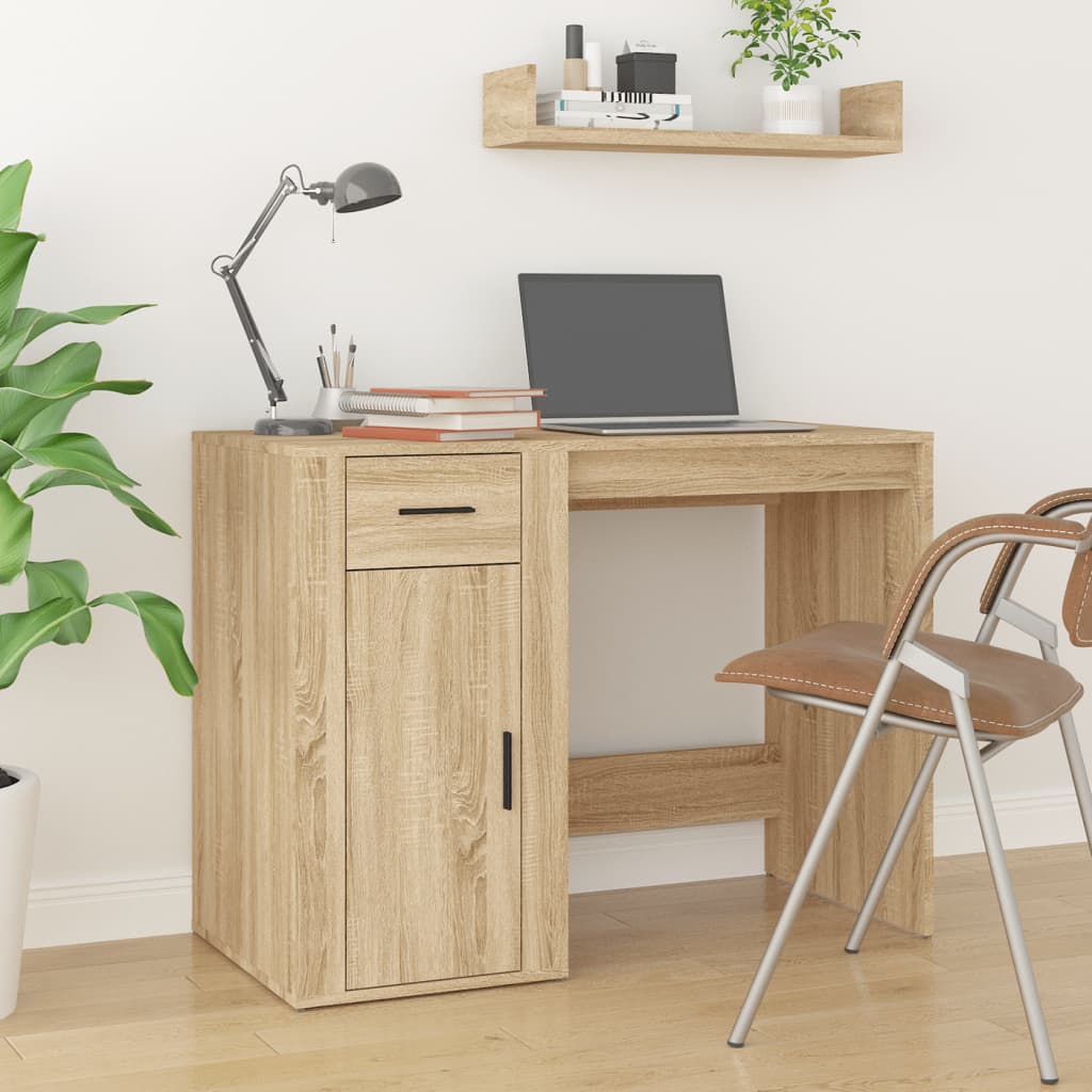  Schreibtisch mit Stauraum Sonoma-Eiche Holzwerkstoff