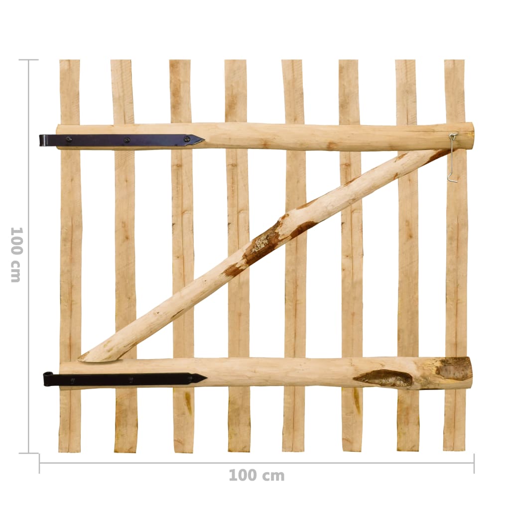 Zauntor Einflügelig Haselnussholz 100x100 cm