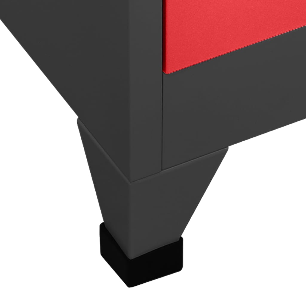  Schließfachschrank Anthrazit und Rot 90x45x180 cm Stahl