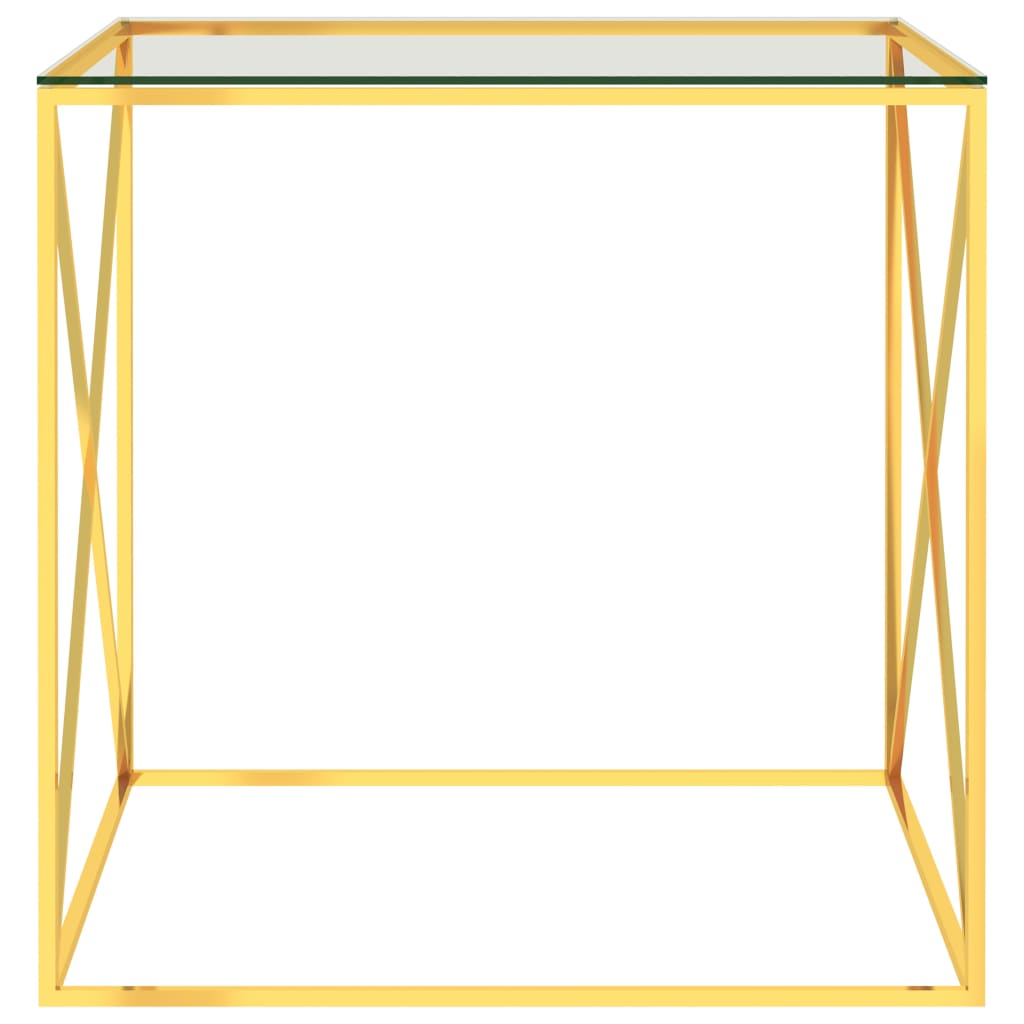  Couchtisch Golden 55x55x55 cm Edelstahl und Glas