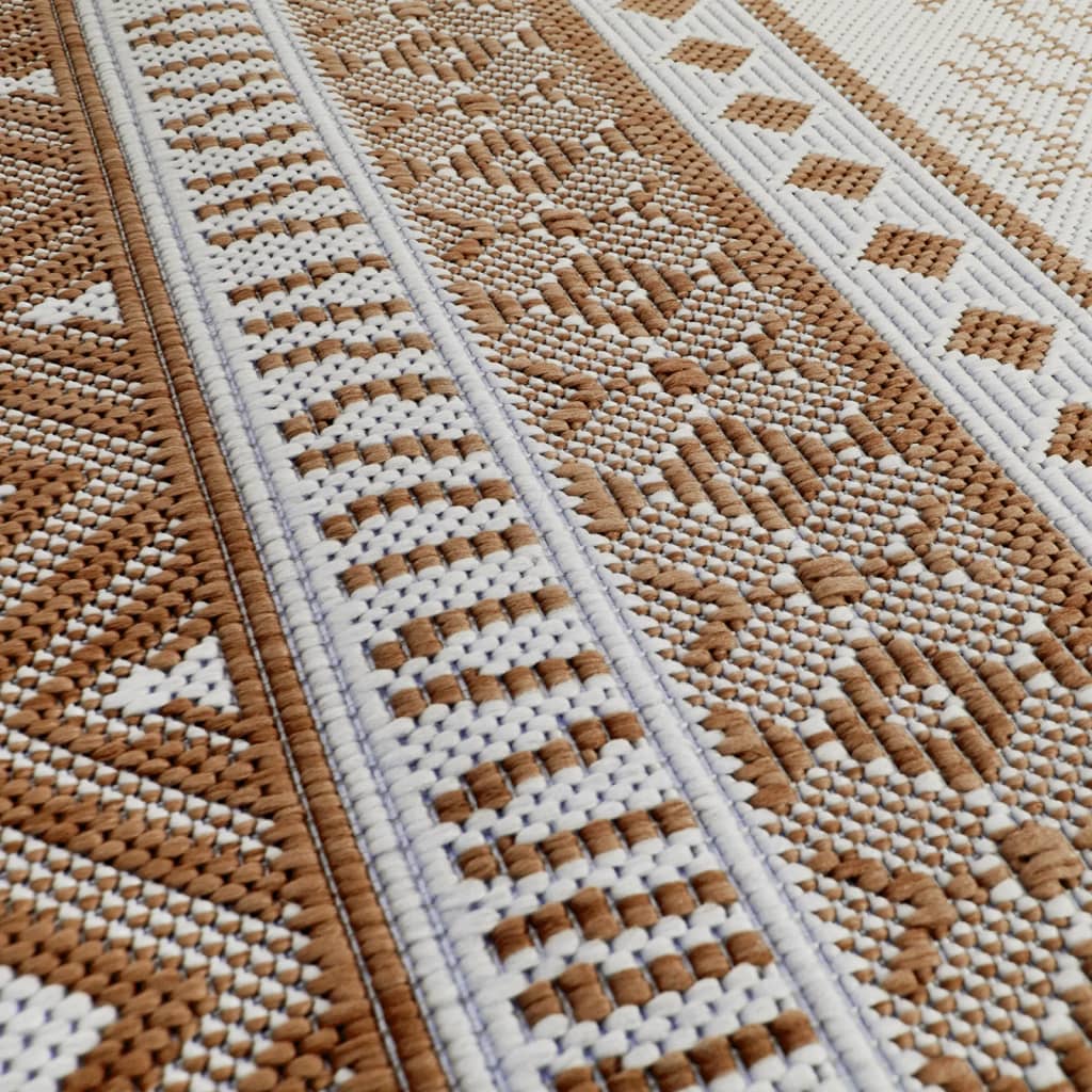  Outdoor-Teppich Braun und Weiß 100x200 cm Beidseitig Nutzbar