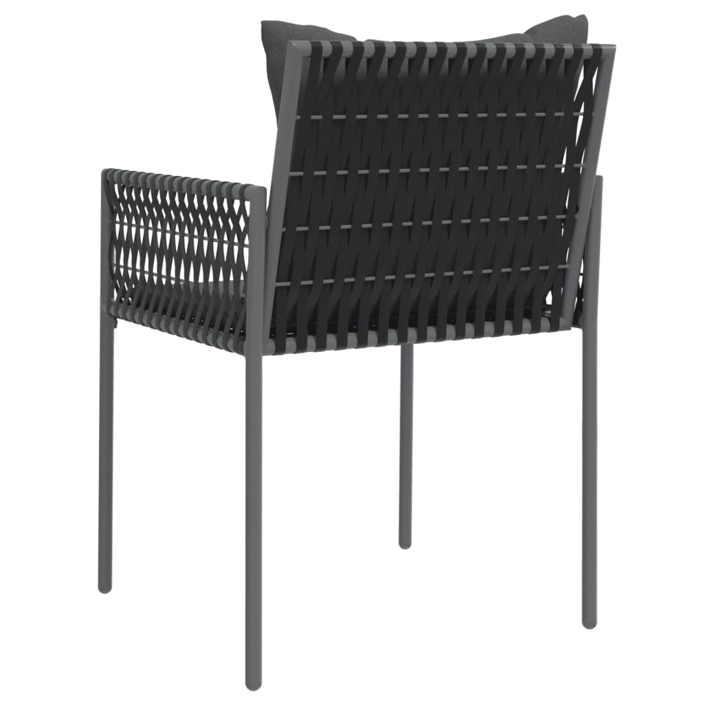  Gartenstühle mit Kissen 2 Stk. Schwarz 54x61x83 cm Poly Rattan