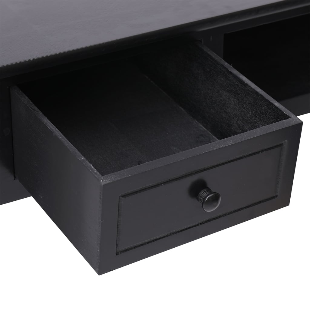  Schreibtisch Schwarz 108x45x76 cm Massivholz Paulownia