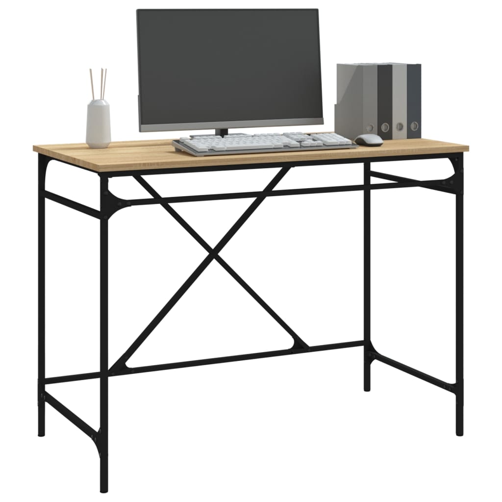  Schreibtisch Sonoma-Eiche 100x50x75 cm Holzwerkstoff und Eisen