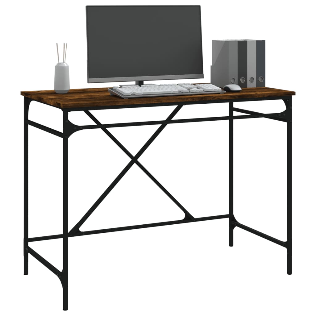 Schreibtisch Räuchereiche 100x50x75 cm Holzwerkstoff und Eisen