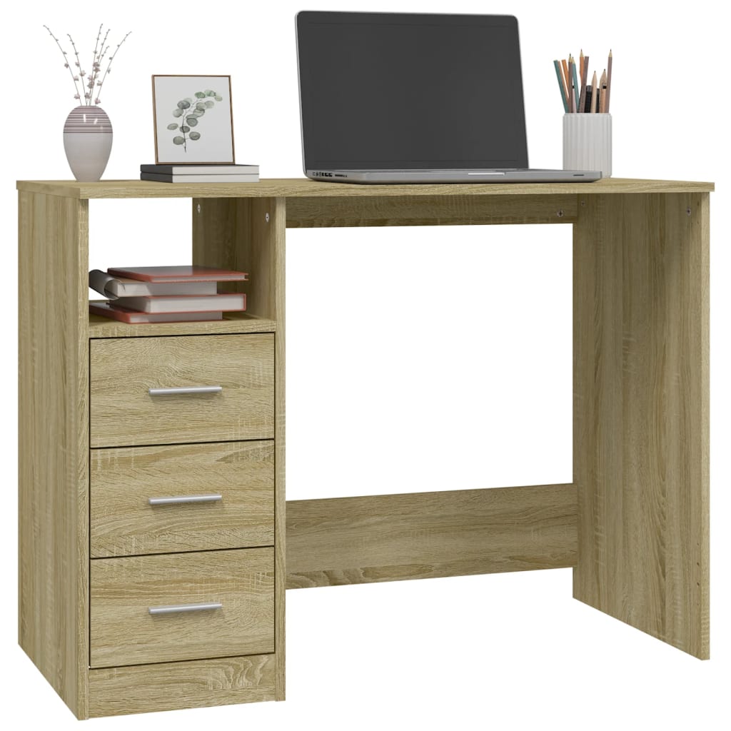  Schreibtisch mit Schubladen Sonoma-Eiche 102x50x76 cm