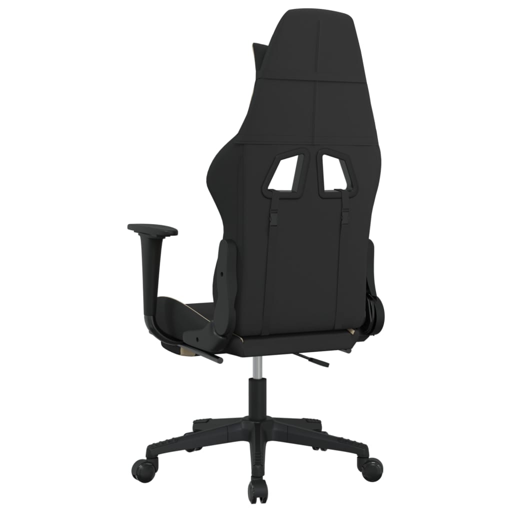  Gaming-Stuhl mit Massage & Fußstütze Schwarz und Creme Stoff