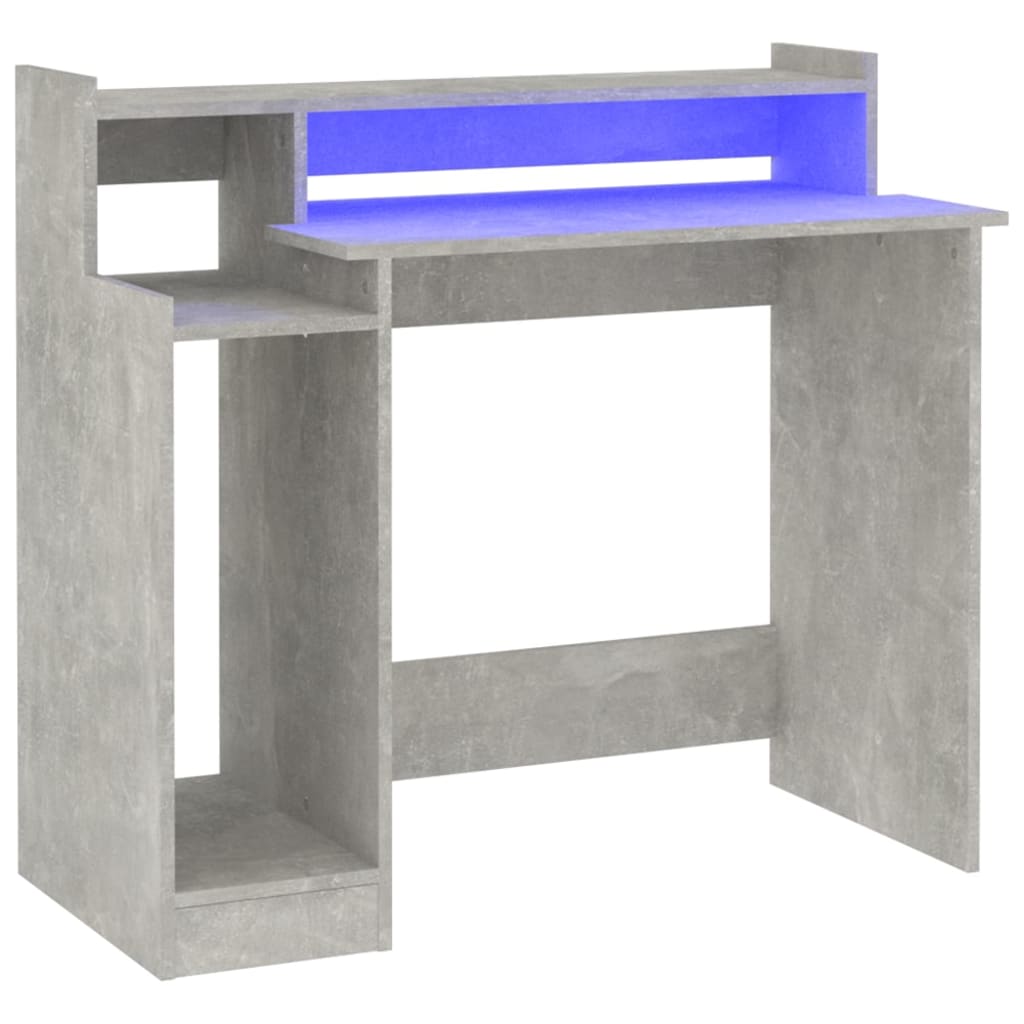  Schreibtisch mit LEDs Betongrau 97x45x90 cm Holzwerkstoff