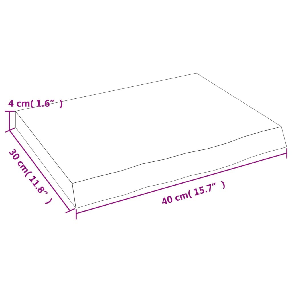  Waschtischplatte Dunkelbraun 40x30x(2-4)cm Massivholz Behandelt
