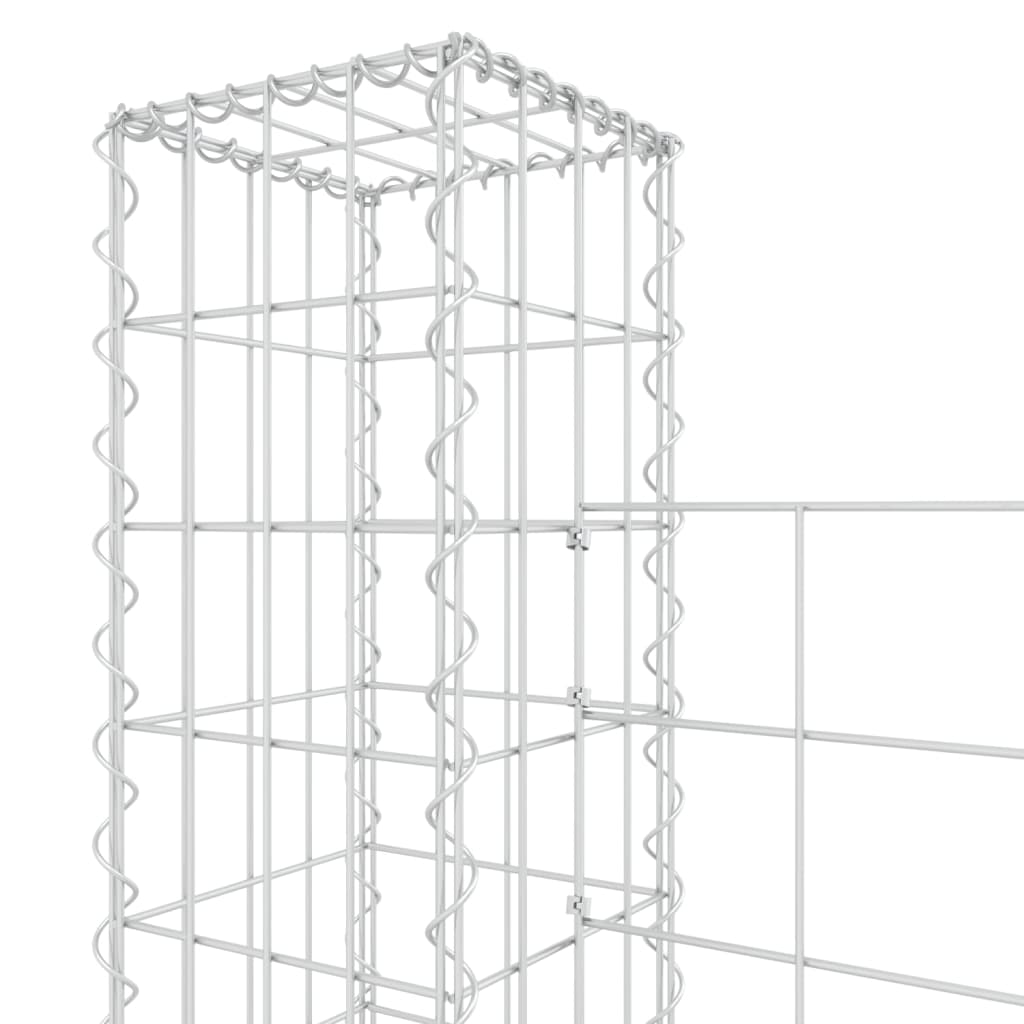  Gabionenkorb U-Form mit 2 Säulen Eisen 140x20x150 cm