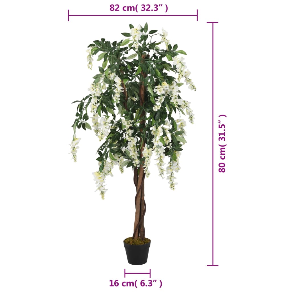  Glyzinienbaum Künstlich 560 Blätter 80 cm Grün und Weiß
