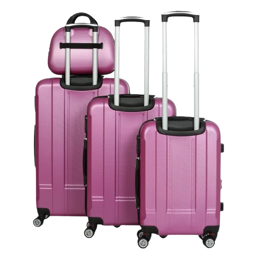 Glüückskind Hartschalen Trolley 4-tlg. aus ABS Kunststoff Pink