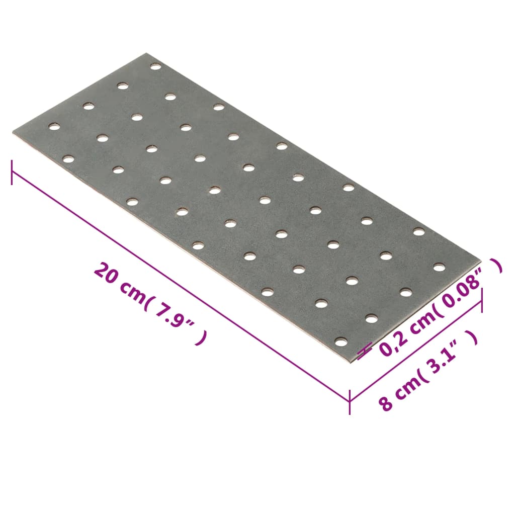  Lochplatten 40 Stk. 2 mm 200x80 mm Verzinkter Stahl