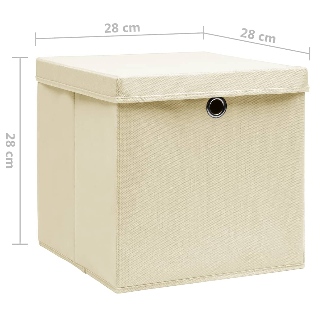  Aufbewahrungsboxen mit Deckeln 10 Stk. 28x28x28 cm Creme
