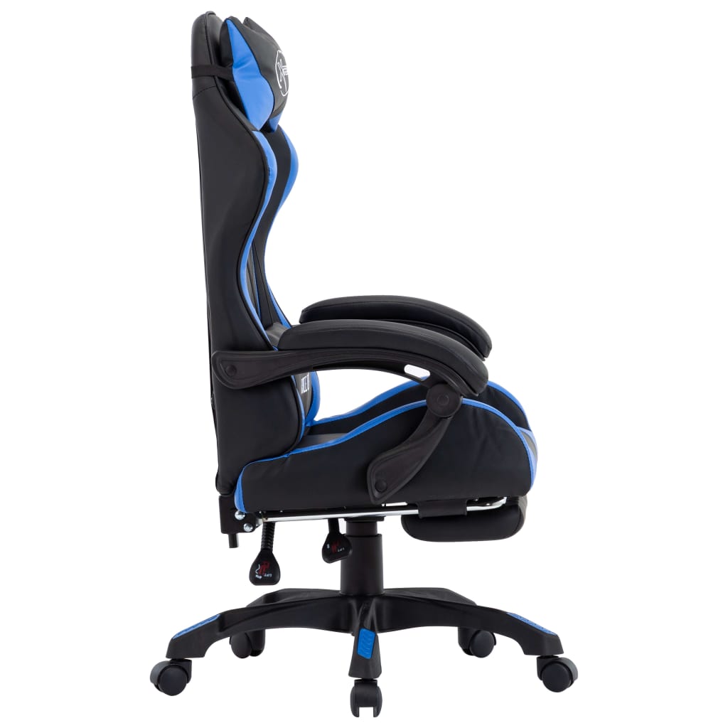  Gaming-Stuhl mit Fußstütze Blau und Schwarz Kunstleder 