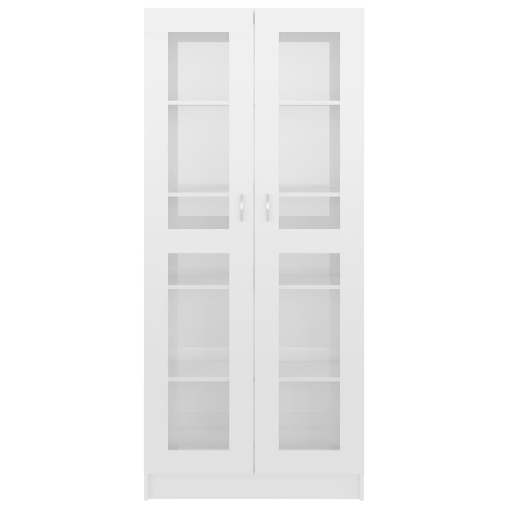  Vitrinenschrank Hochglanz-Weiß 82,5x30,5x185,5 cm Holzwerkstoff