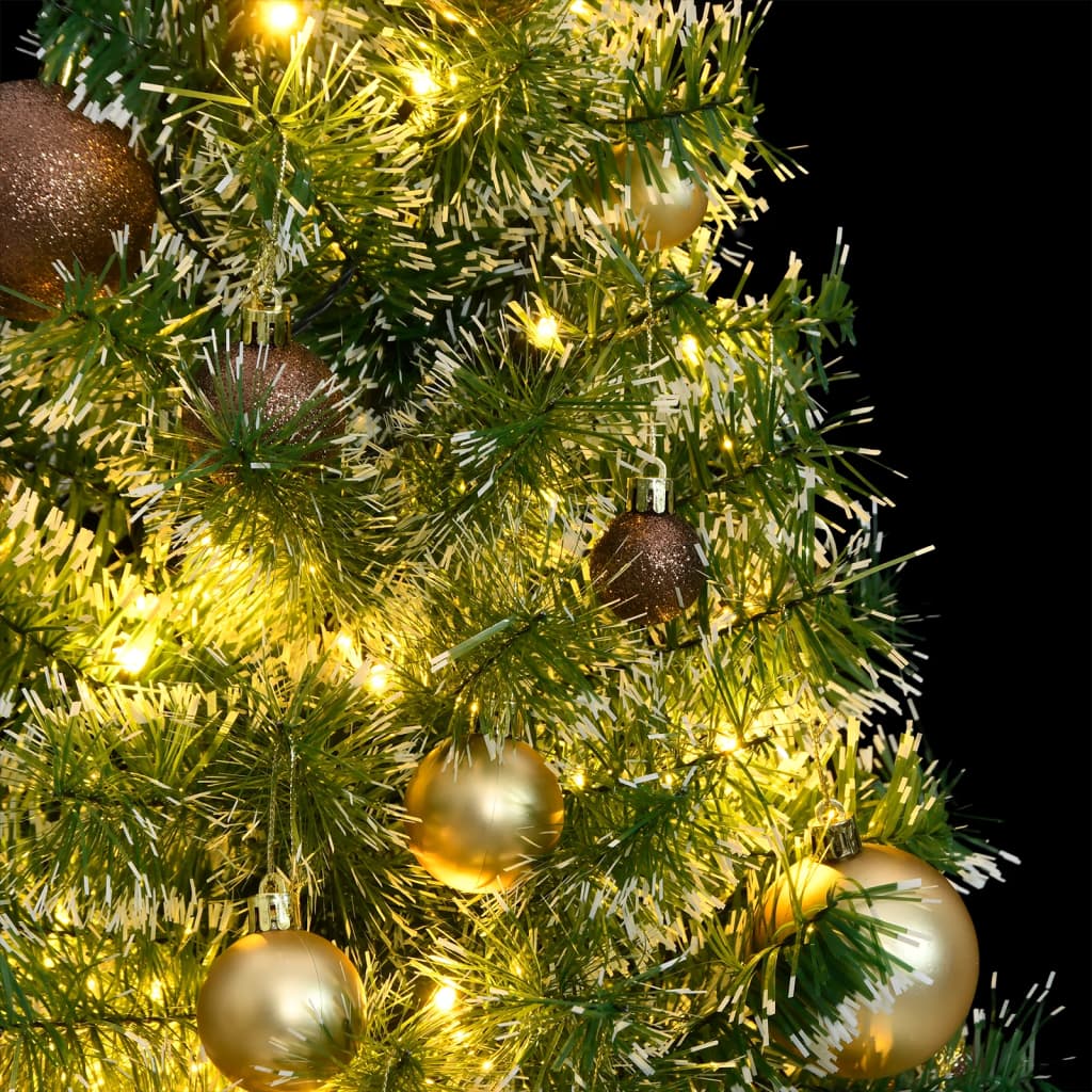  Künstlicher Weihnachtsbaum mit Schnee & Kugeln 150 LEDs 120 cm