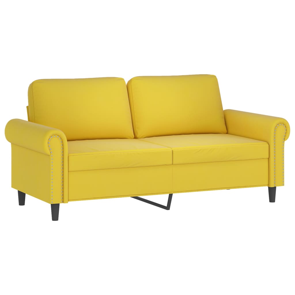  2-tlg. Sofagarnitur mit Kissen Gelb Samt