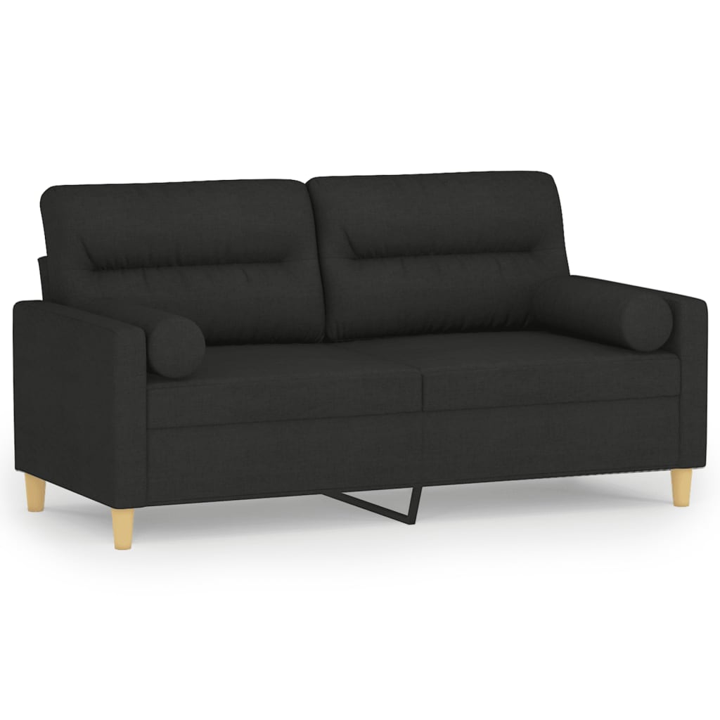  2-Sitzer-Sofa mit Zierkissen Schwarz 140 cm Stoff