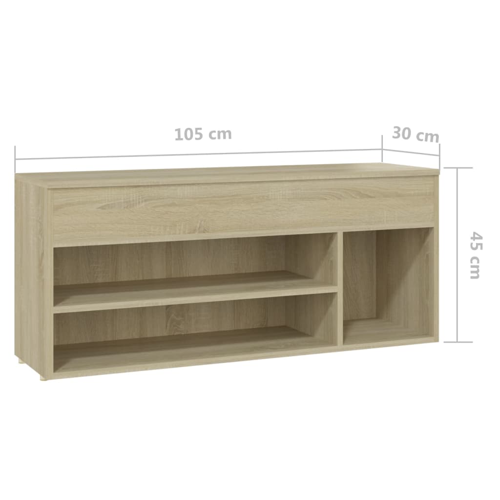  Schuhbank Sonoma-Eiche 105x30x45 cm Holzwerkstoff