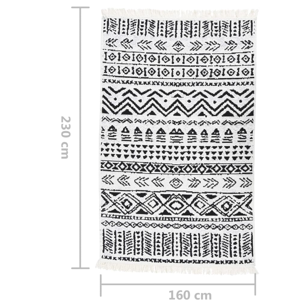  Teppich Schwarz und Weiß 160x230 cm Baumwolle