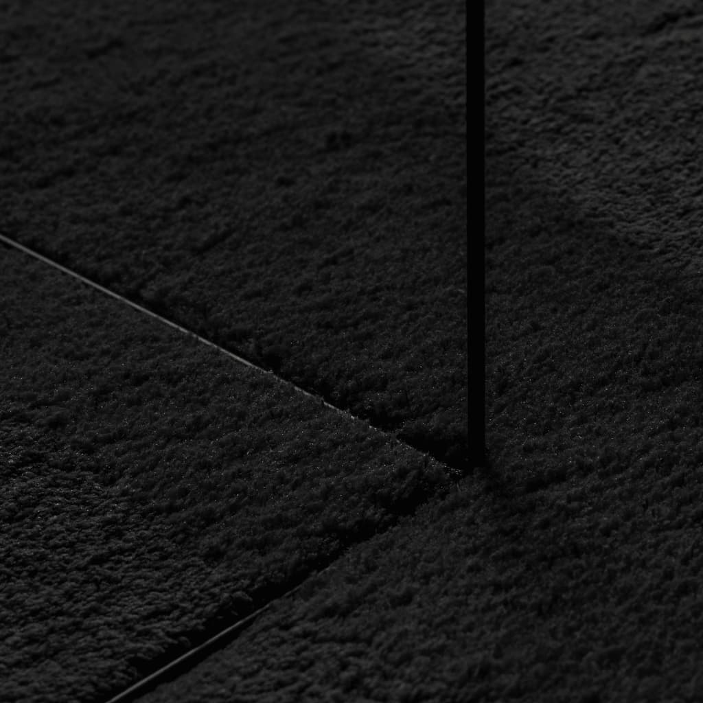  Teppich HUARTE Kurzflor Weich und Waschbar Schwarz 120x120 cm