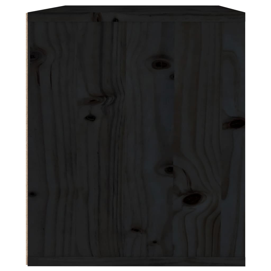  Wandschrank Schwarz 45x30x35 cm Massivholz Kiefer