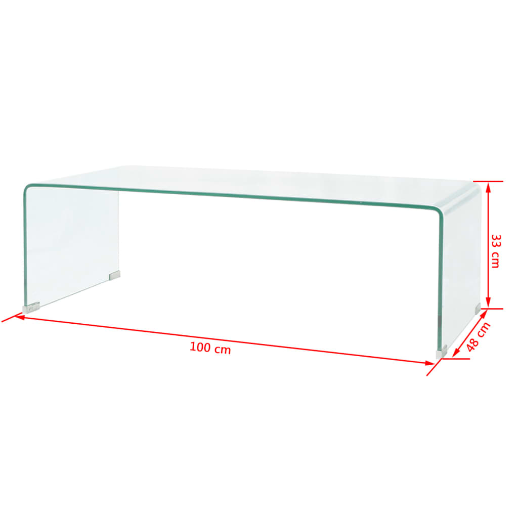  Couchtisch aus gehärtetem Glas 98x45x30 cm Transparent