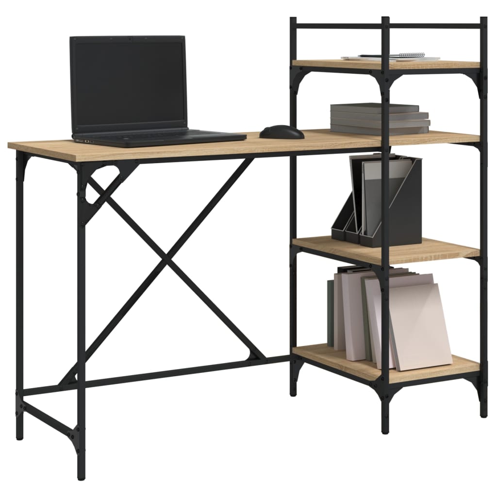  Computertisch mit Regal Sonoma-Eiche 120x47x109 cm
