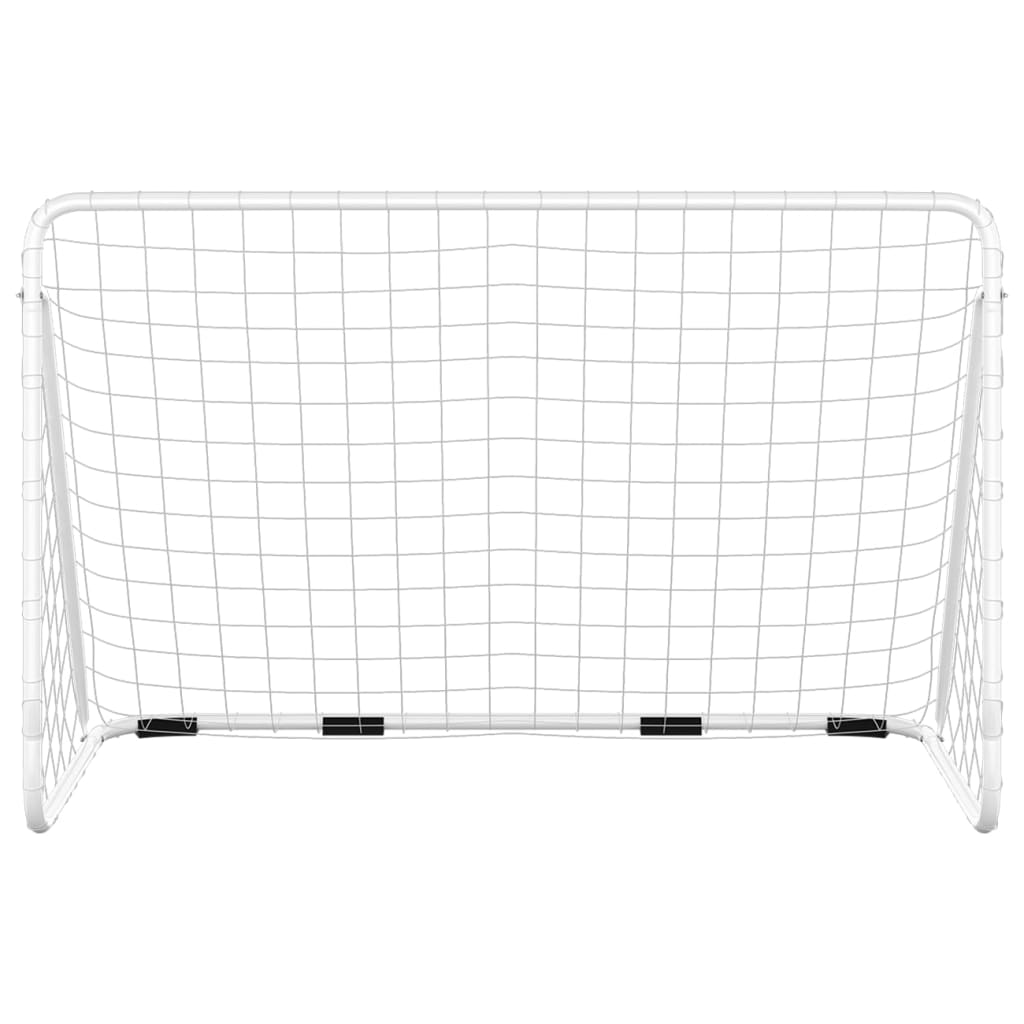  Fußballtor mit Netz Weiß 180x90x120 cm Stahl