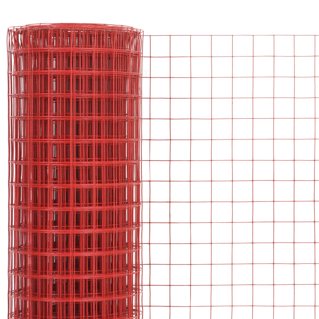 Drahtzaun Stahl mit PVC-Beschichtung 10x0,5 m Rot