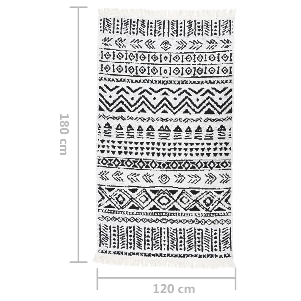  Teppich Schwarz und Weiß 120x180 cm Baumwolle