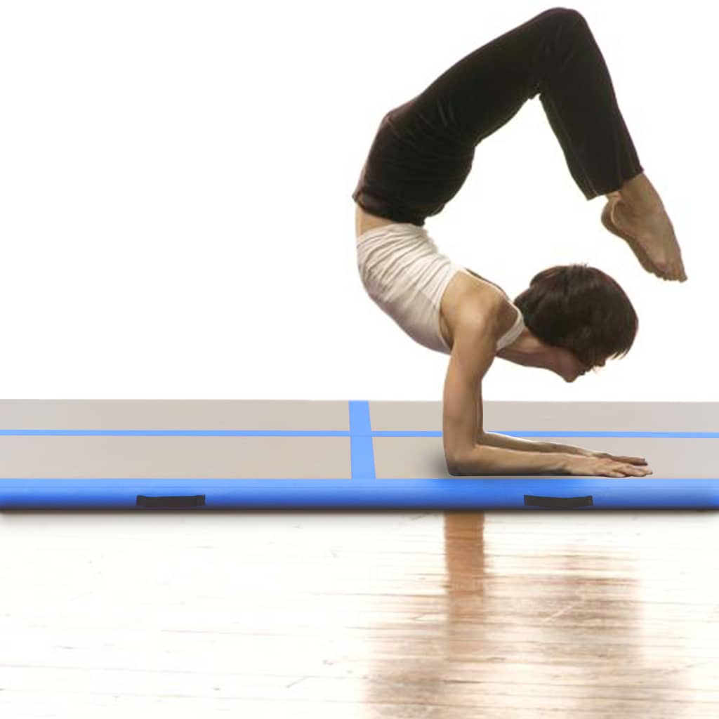  Aufblasbare Gymnastikmatte mit Pumpe 700x100x10 cm PVC Blau