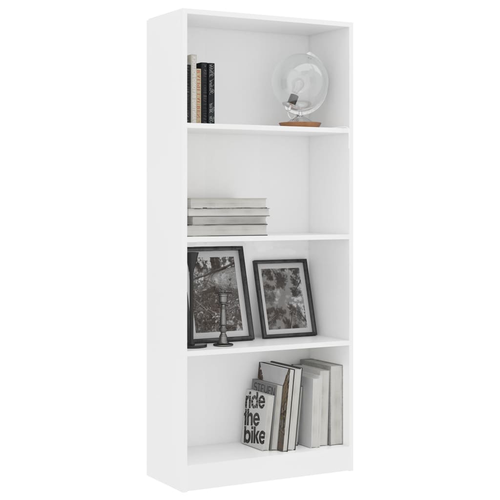  Bücherregal 4 Fächer Weiß 60x24x142 cm Holzwerkstoff