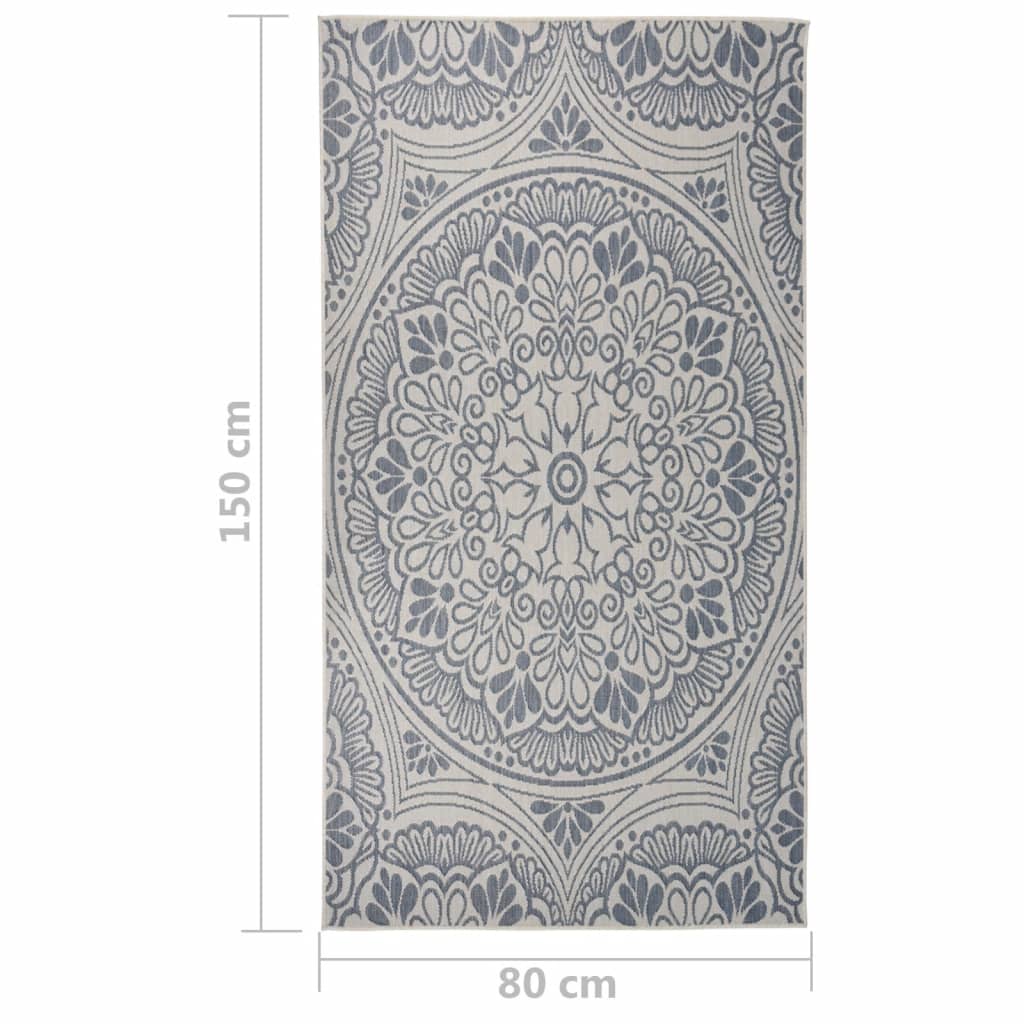  Outdoor-Teppich Flachgewebe 80x150 cm Blaues Muster