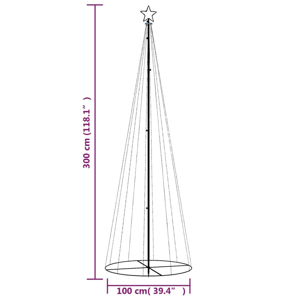  LED-Weihnachtsbaum Kegelform Mehrfarbig 310 LEDs 100x300 cm