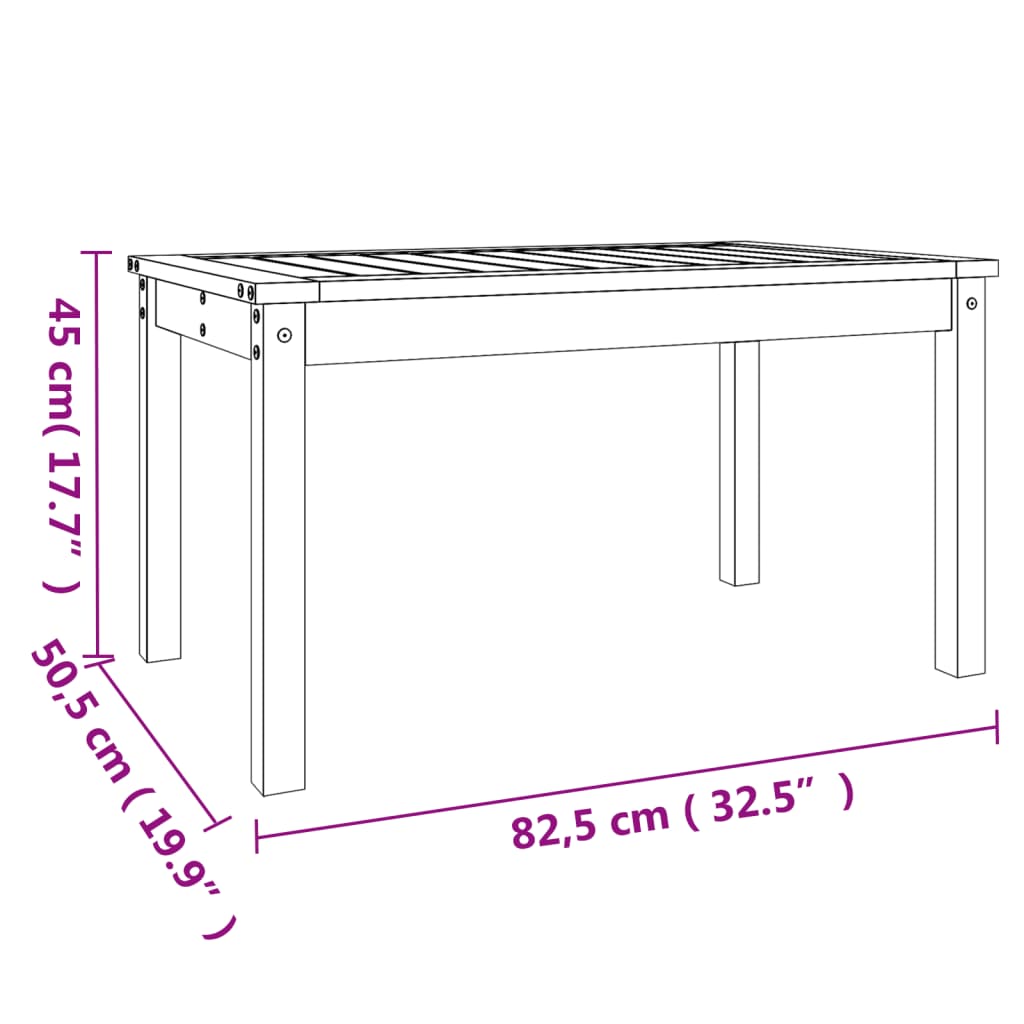  Gartentisch Weiß 82,5x50,5x45 cm Massivholz Kiefer