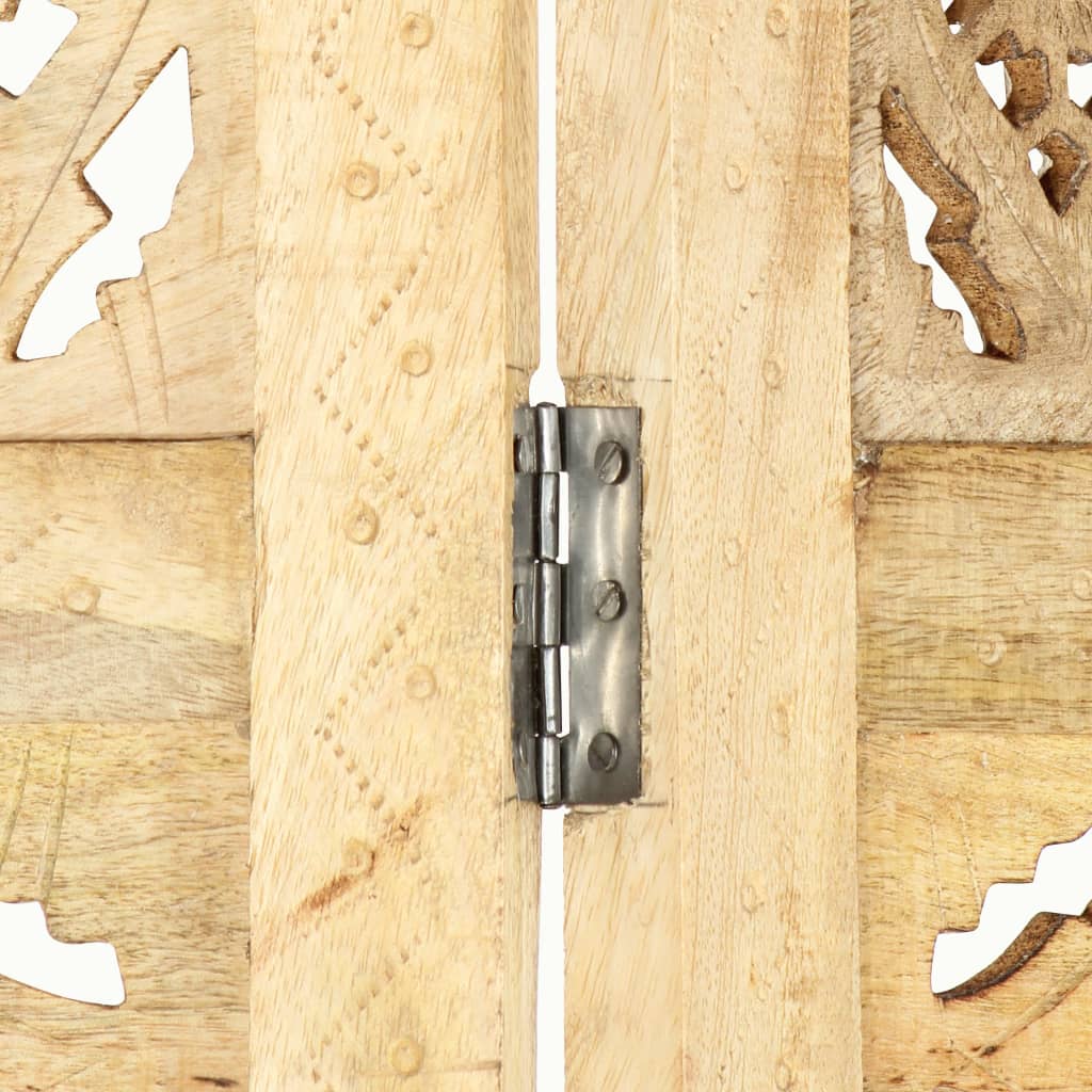  3-tlg. Raumteiler Handgeschnitzt 120×165 cm Mango Massivholz