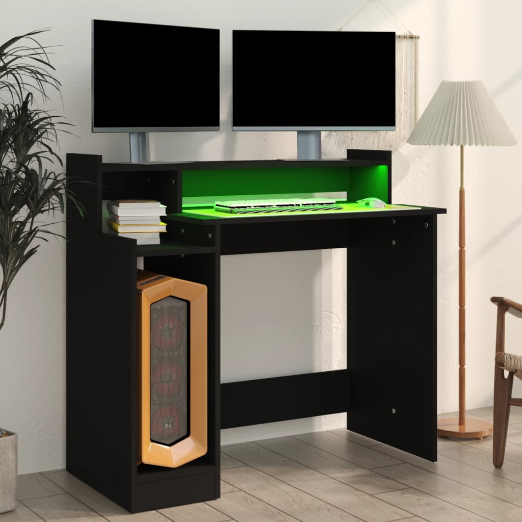  Schreibtisch mit LEDs Schwarz 97x45x90 cm Holzwerkstoff