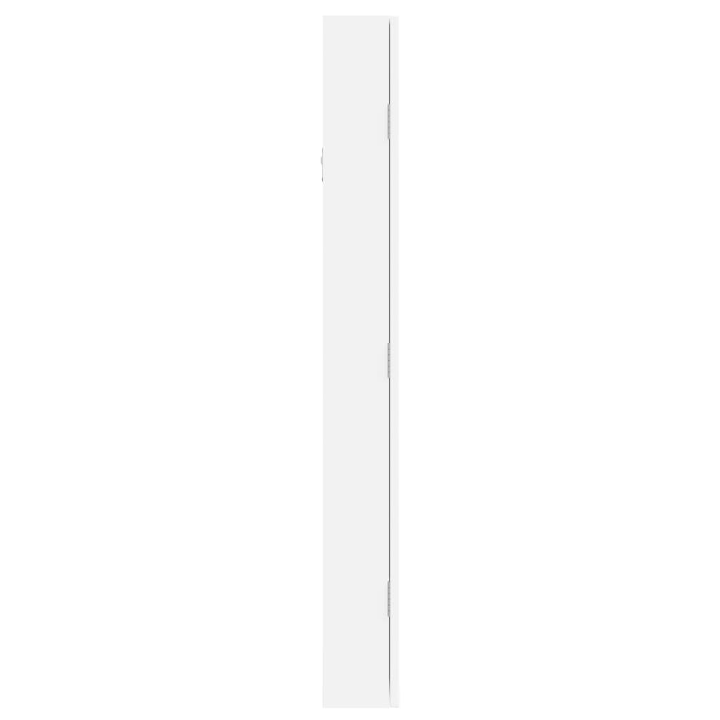  Schmuckschrank mit Spiegel Wandmontage Weiß 37,5x10x90 cm