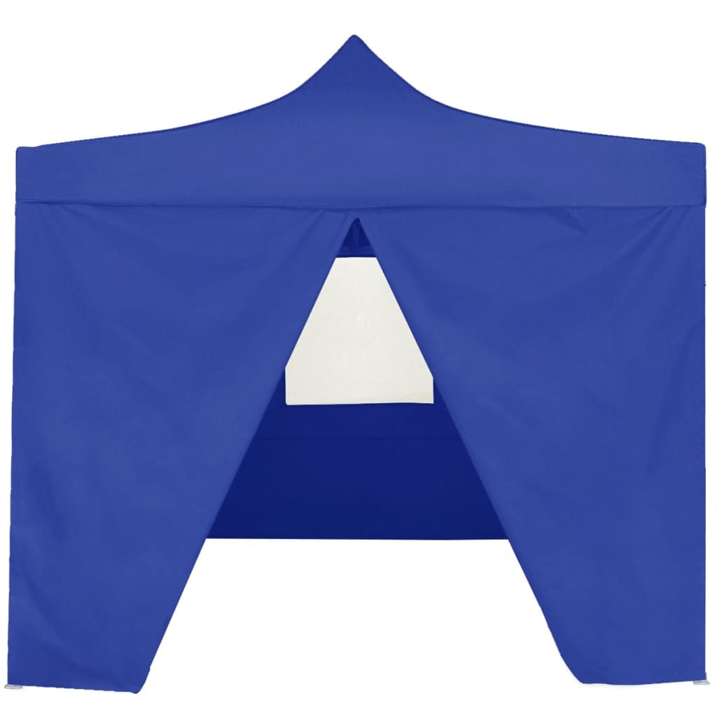  Profi-Partyzelt Faltbar mit 4 Seitenwänden 2×2m Stahl Blau