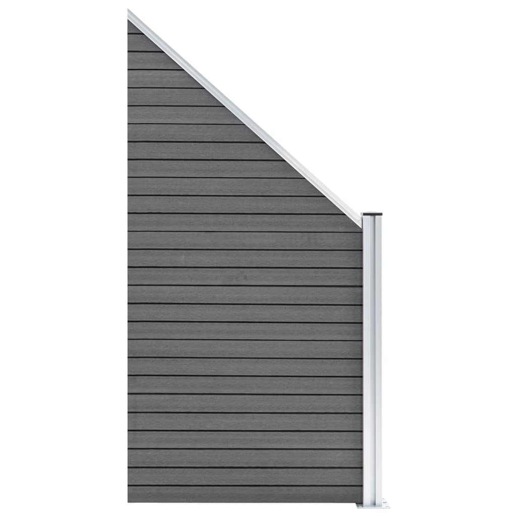  WPC Zaun-Set 8 Quadrate + 1 Schräge 1484x186 cm Grau
