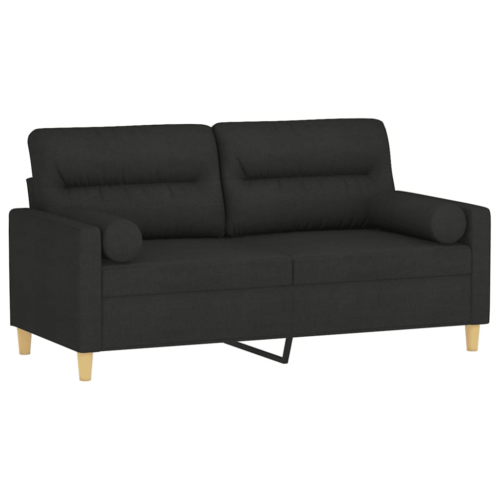  2-Sitzer-Sofa mit Zierkissen Schwarz 140 cm Stoff