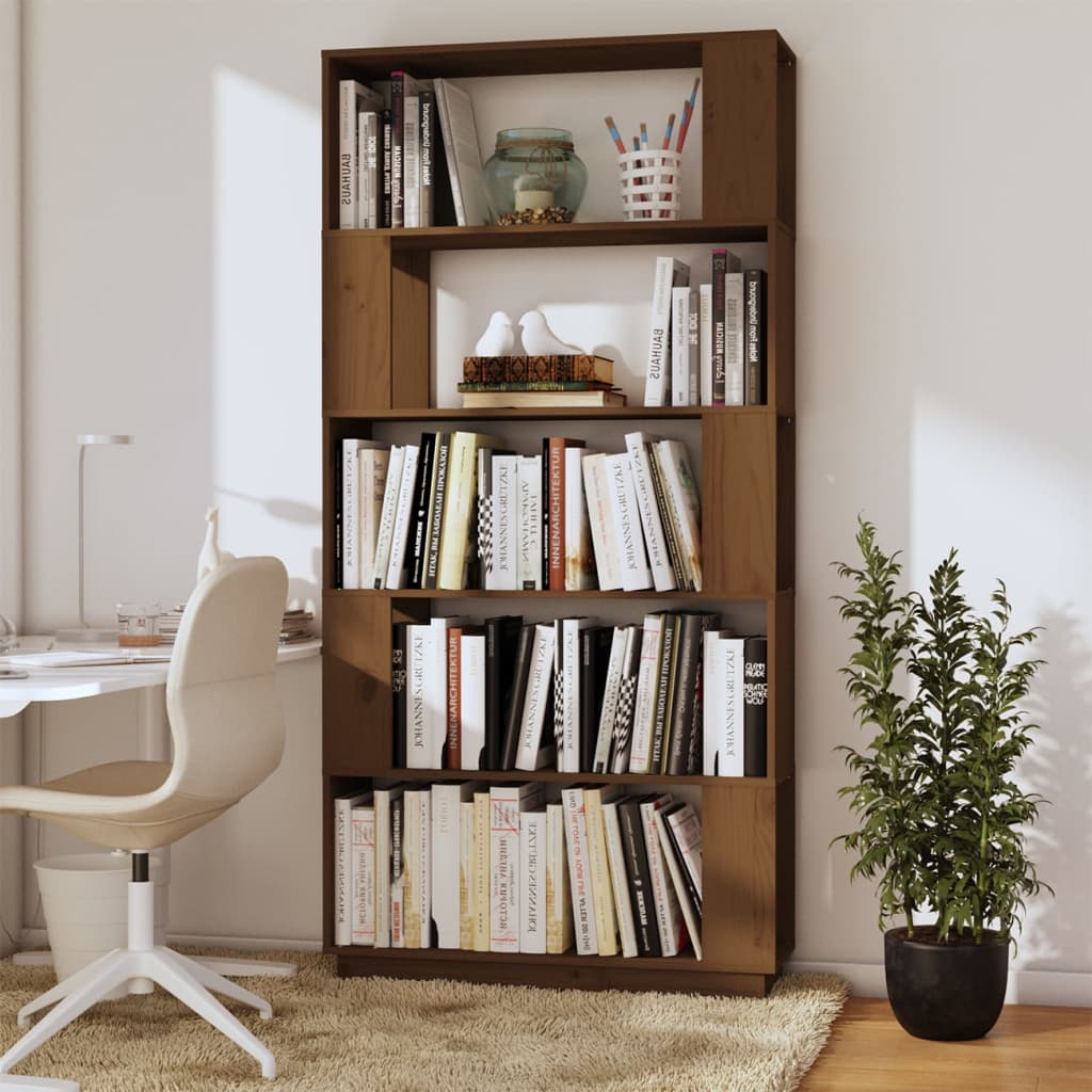  Bücherregal/Raumteiler Honigbraun 80x25x163,5 cm Massivholz