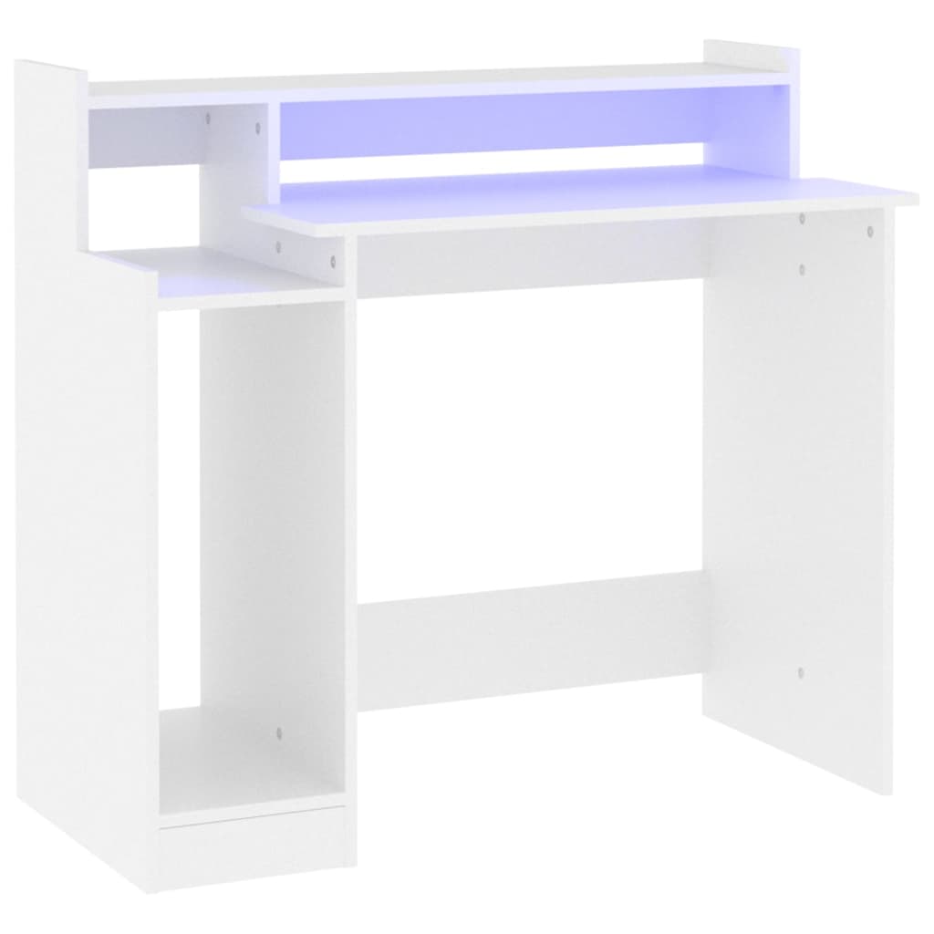  Schreibtisch mit LEDs Weiß 97x45x90 cm Holzwerkstoff