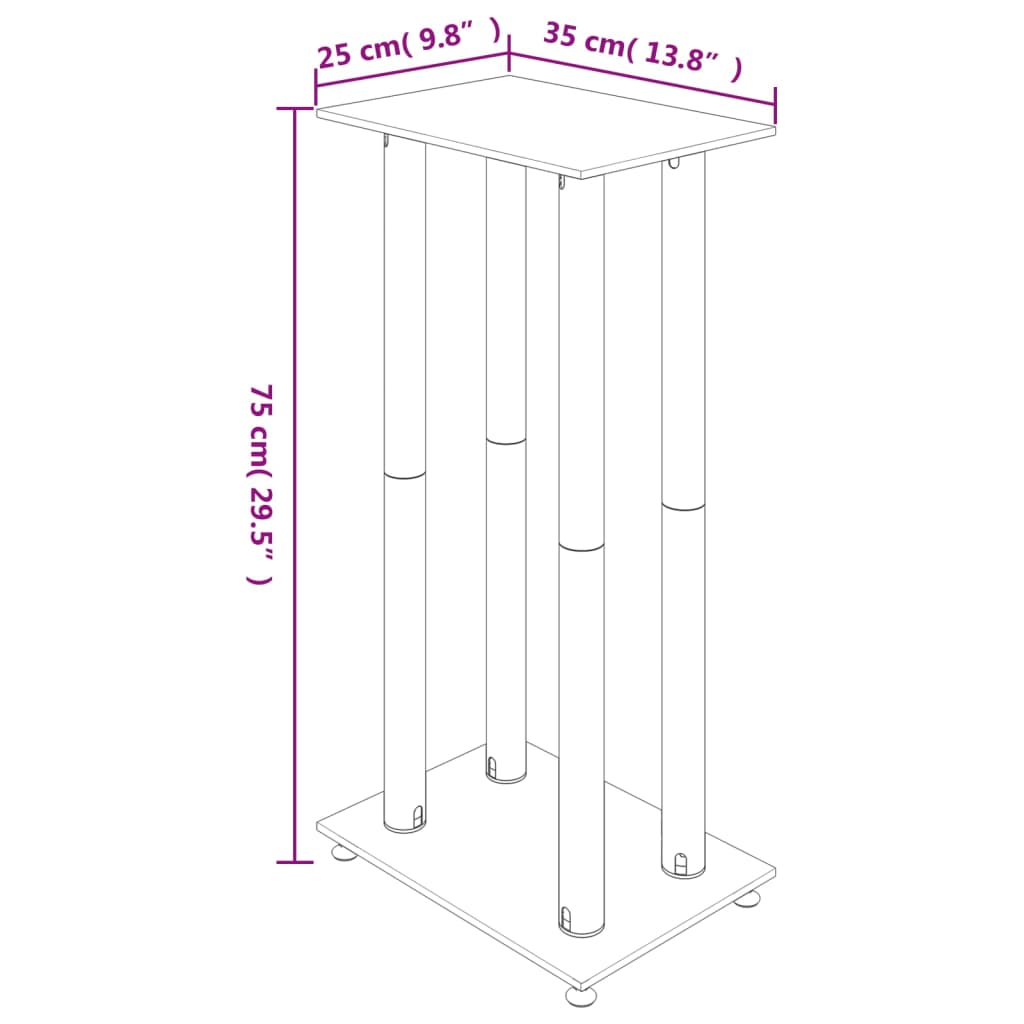  Lautsprecher-Ständer 2 Stk. Schwarz & Silbern Hartglas 4 Säulen