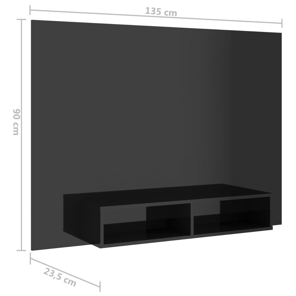  TV-Wandschrank Hochglanz-Schwarz 135x23,5x90 cm Holzwerkstoff