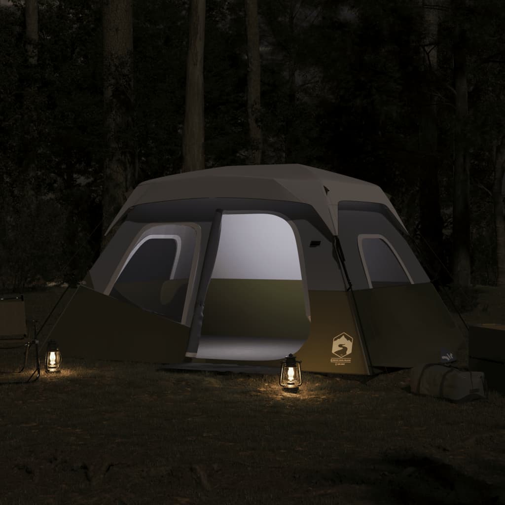  Campingzelt mit LED 6 Personen Grün